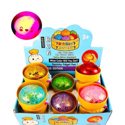 Сквіш Хінкалі 8.5 см антистрес Dumpling глітерний з LED-підсвіткою